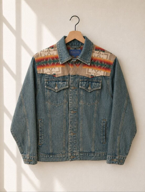 Pendleton Other - Pendleton High Grade Western Wear Denim Jacket Chief Joseph Wool Yoke Men's S
